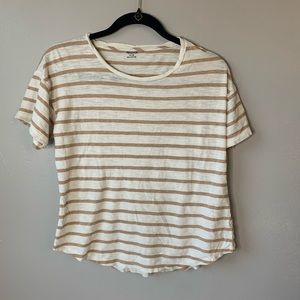 Madewell Cream and Tan Striped Short Sleeve Tee